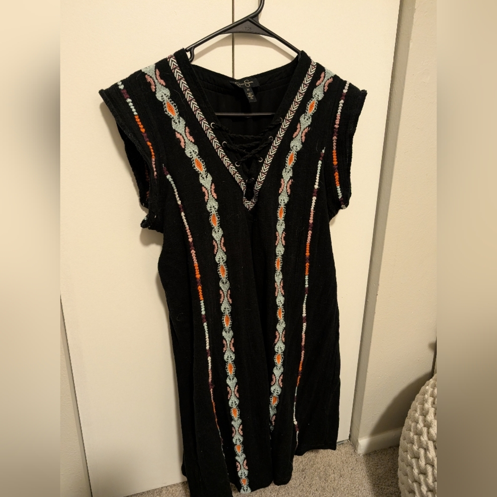Jessica Simpson Beachy Mini Dress with Multicolor Embroidery